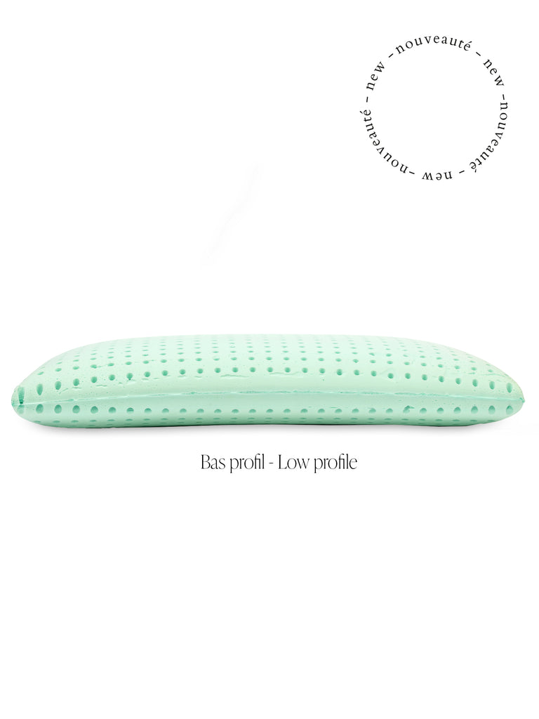 Oreiller vert Sérénita en mousse mémoire haute densité infusée à l’Aloe Vera