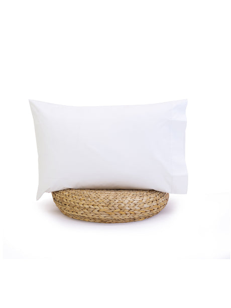 Taie d’oreiller Sara en coton percale blanc, fabriquée à Montréal