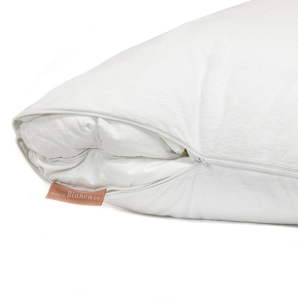 Protège-oreiller en coton ratine, anti-acariens et lavable