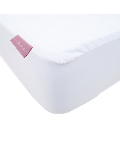 Protège-matelas en coton ratine blanc, lavable, anti-acariens et hypoallergénique